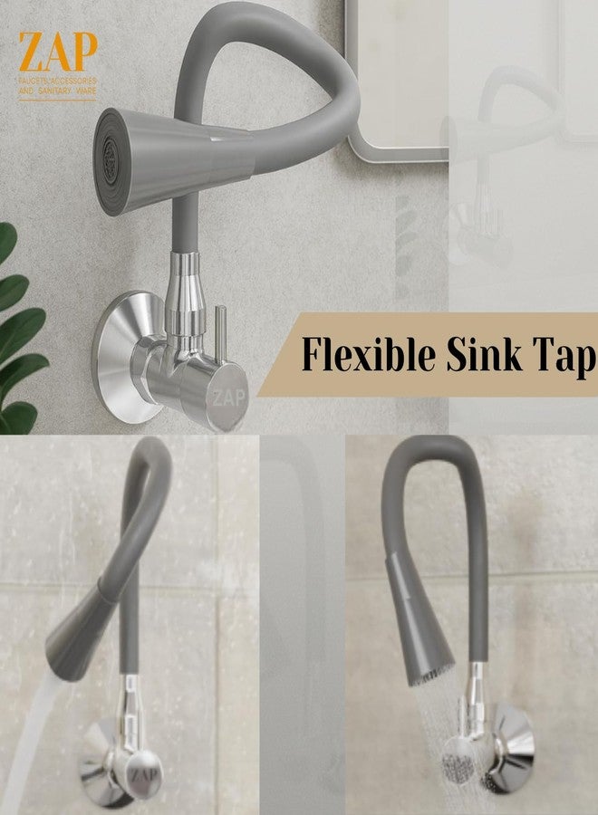 ZAP Elixir Brass Sink Cock | Modern Grey & Chrome Finish Kitchen Tap | Flexible 360° Dual Mode Spout Tap | Wall Mount | Rust-Free | Water Saving Aerator | Ideal for Modular Kitchens - Image 3